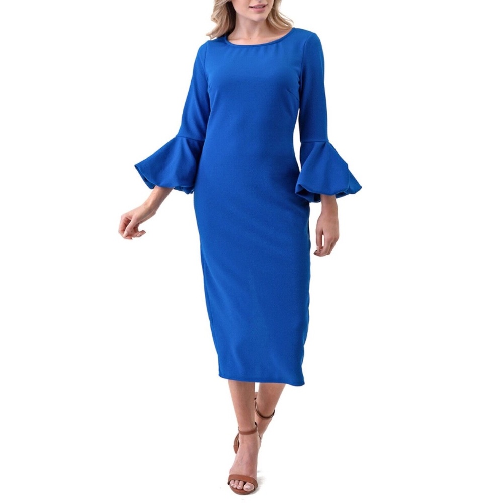 Ella Samani Blue Bubble Sleeve  Dress Size 1X